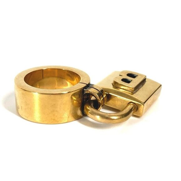 BALENCIAGA Padlock logo Accessories Ring Metal Gold - Picture 7 of 11